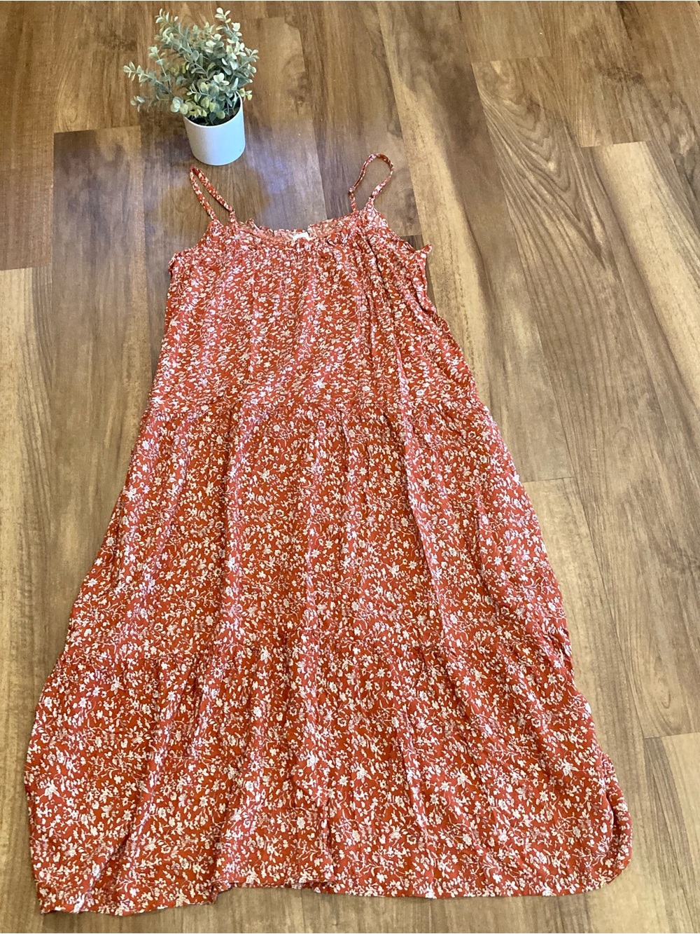NATURAL LIFE Rust Floral Spaghetti-Strap Midi Dress Size S Can Also Fit M - Picture 4 of 8